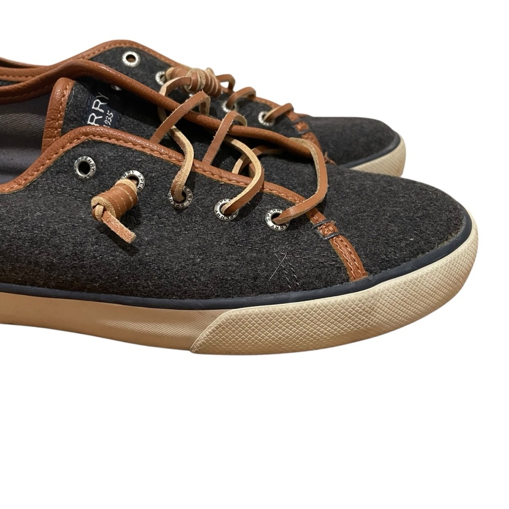 Sperry Women’s Wool Felt Sneakers Charcoal Brown Trim Size 10M - Picture 2 of 8